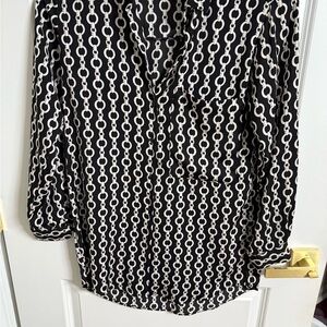 Zara Black and White Chain Pattern Button Down Shirt